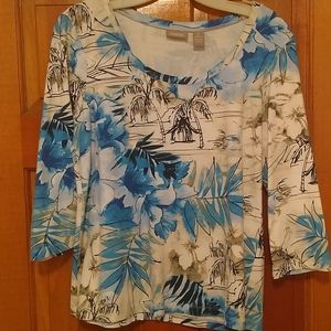 Caribbean print with white background